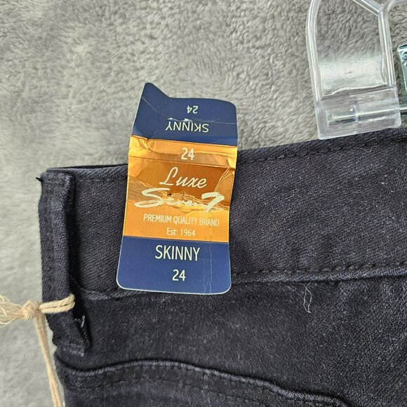 Seven7 Jeans Luxe Skinny 24 Black Embellished Bling Plus Cotton Stretch Boho New - Picture 9 of 14